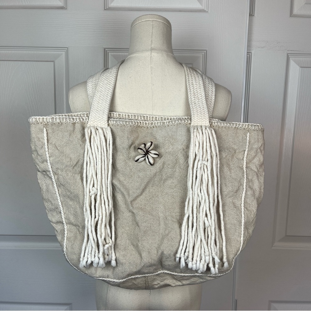 Polo by Ralph Lauren Cream Tote with Tassel Details